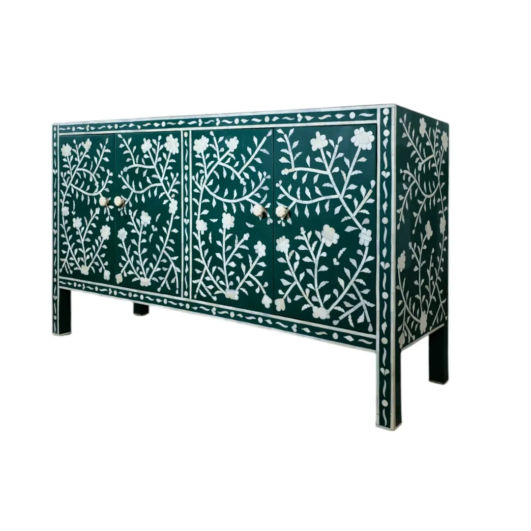 Jameela Floral Inlay 4-Door Sideboard