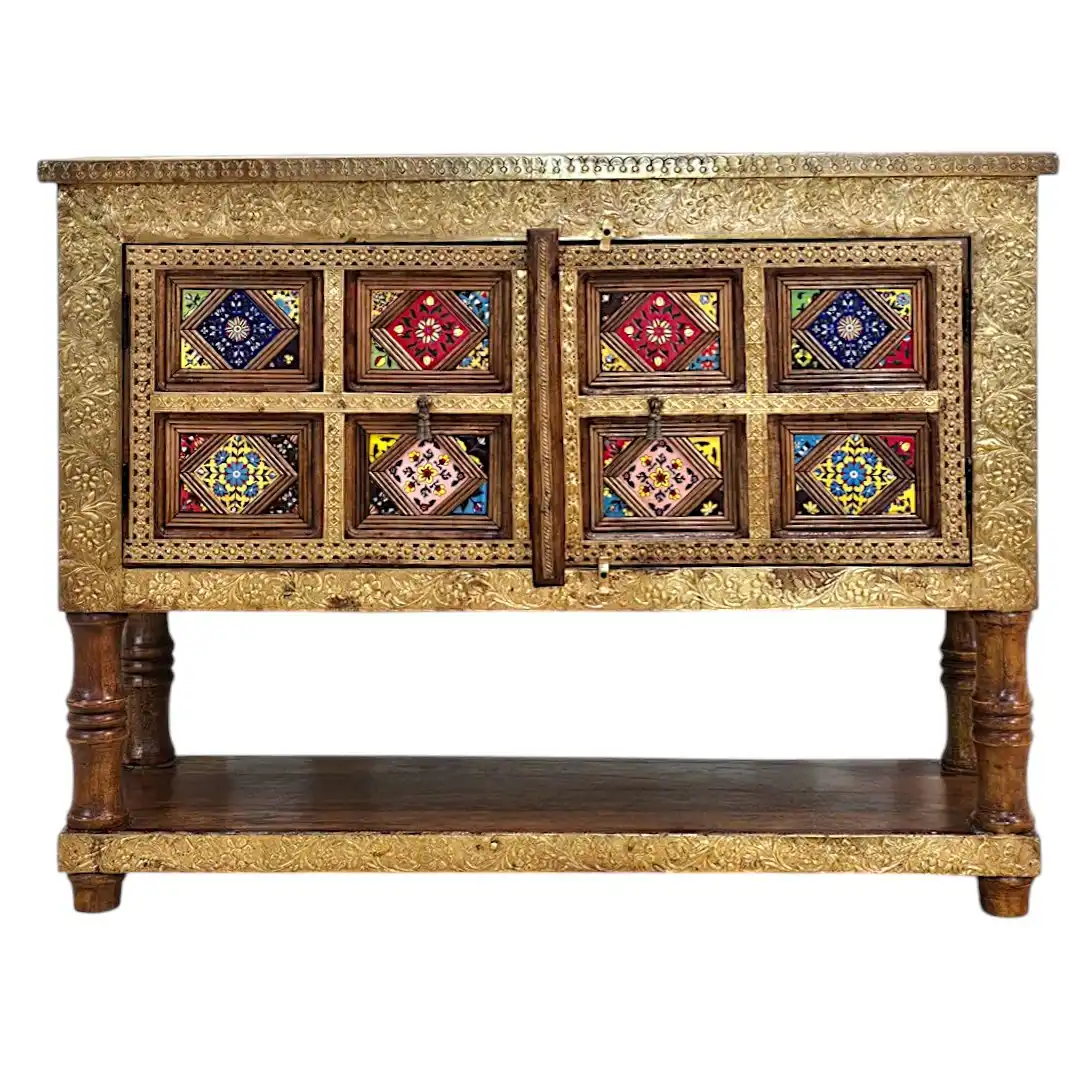 The Swarna-Kala (The Golden Art) Brass-Clad Console