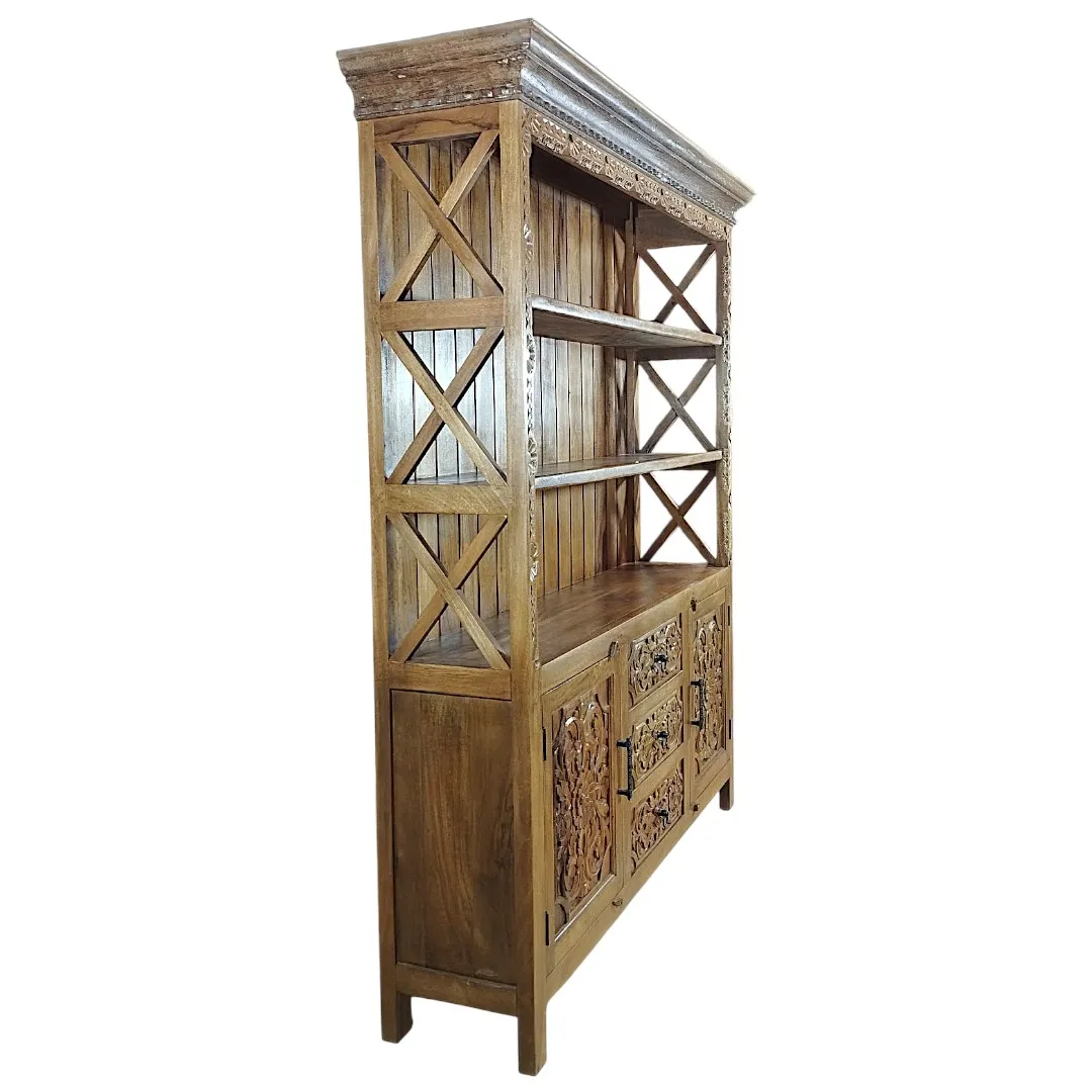 Al-Amal Carved Wood Bookcase & Display Cabinet