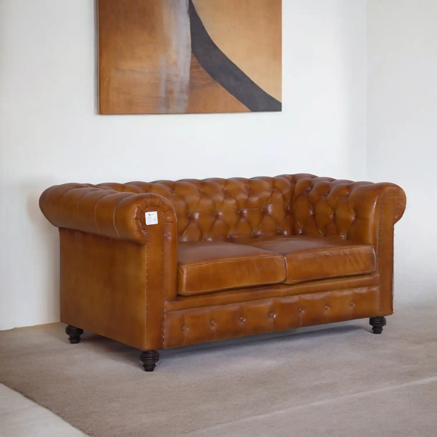 Classic Brown Leather Chesterfield Sofa