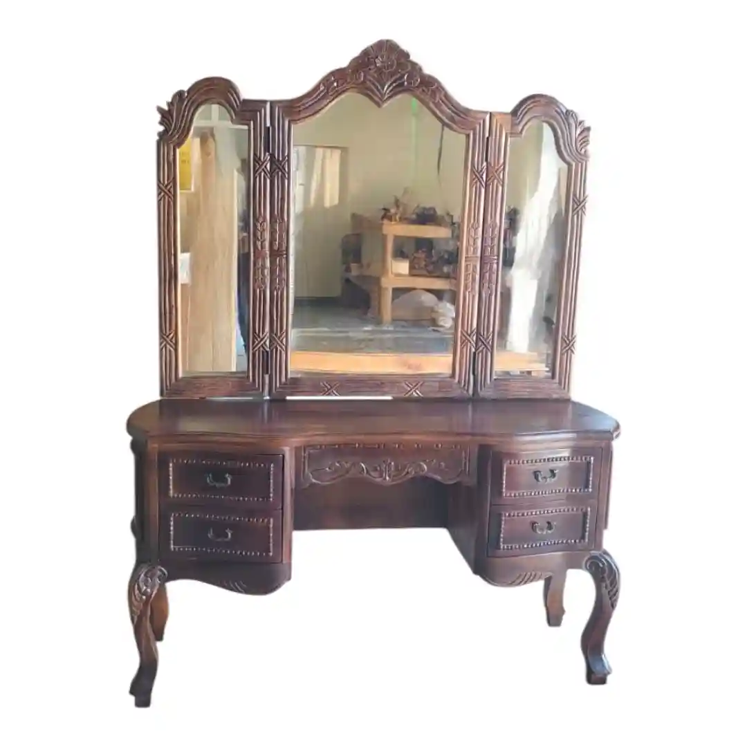 L’Orangerie Rococo Vanity Desk with Tri-Fold Mirror