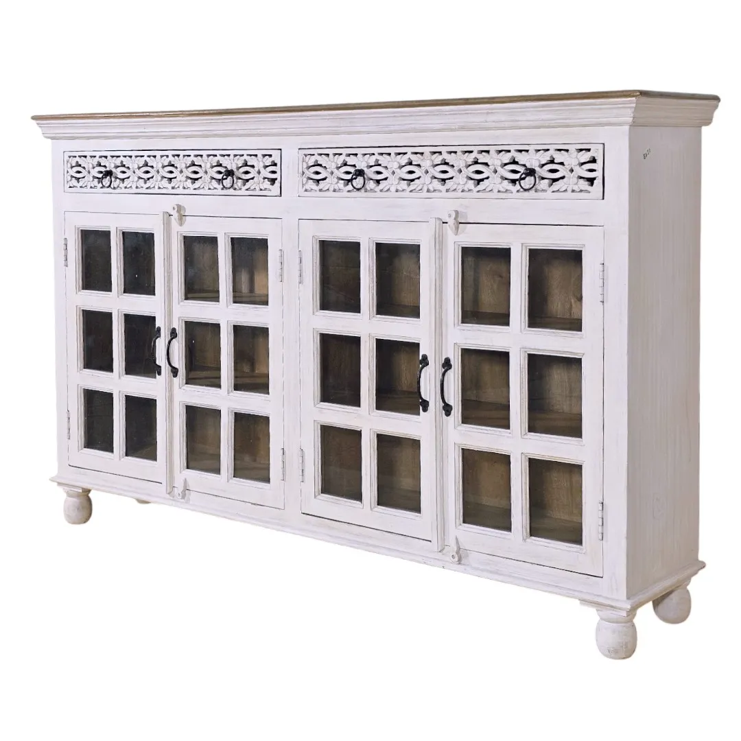 خزانة مودرن - Heritage Floral Glass Sideboard