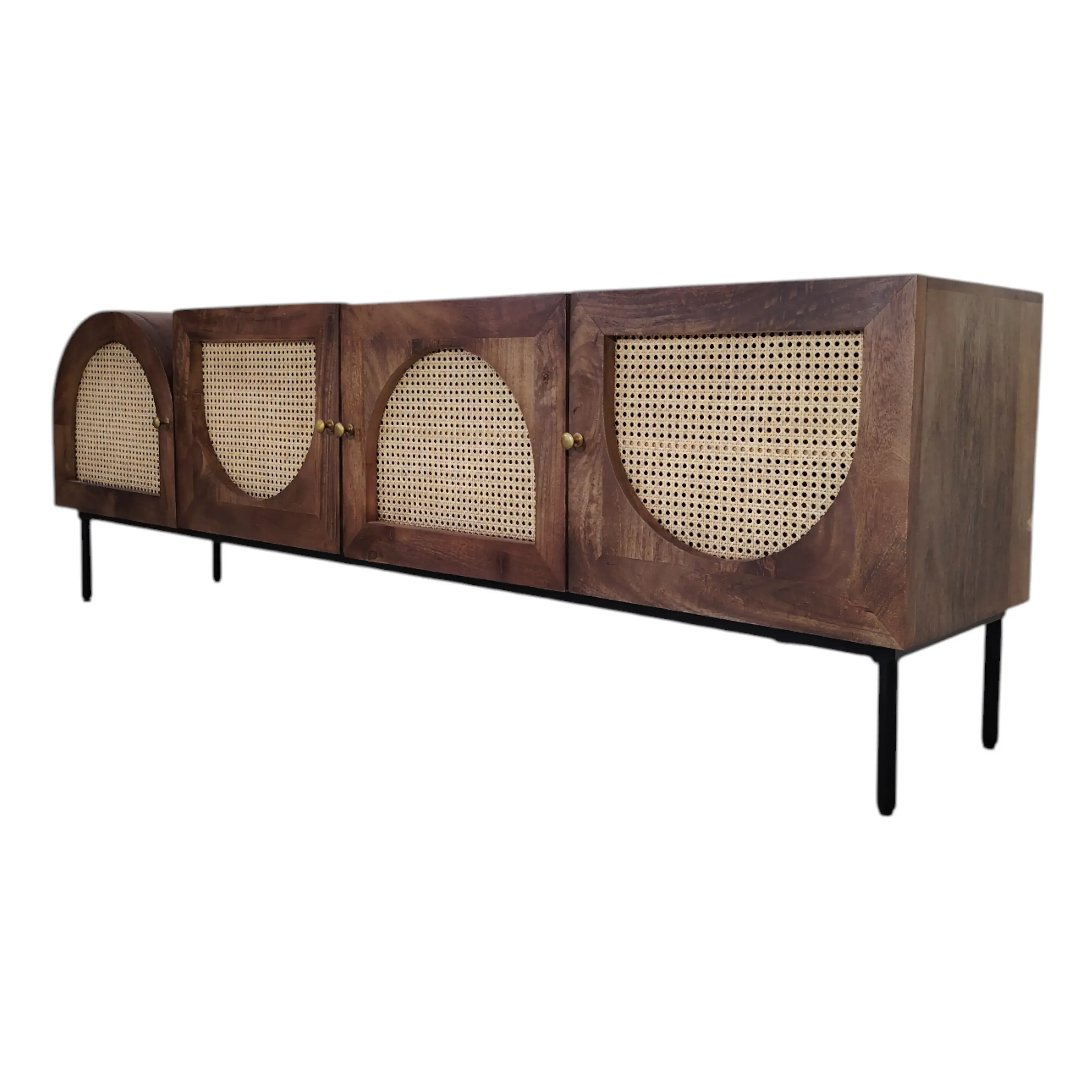 Rattan Door Media Unit – Brown/Natural