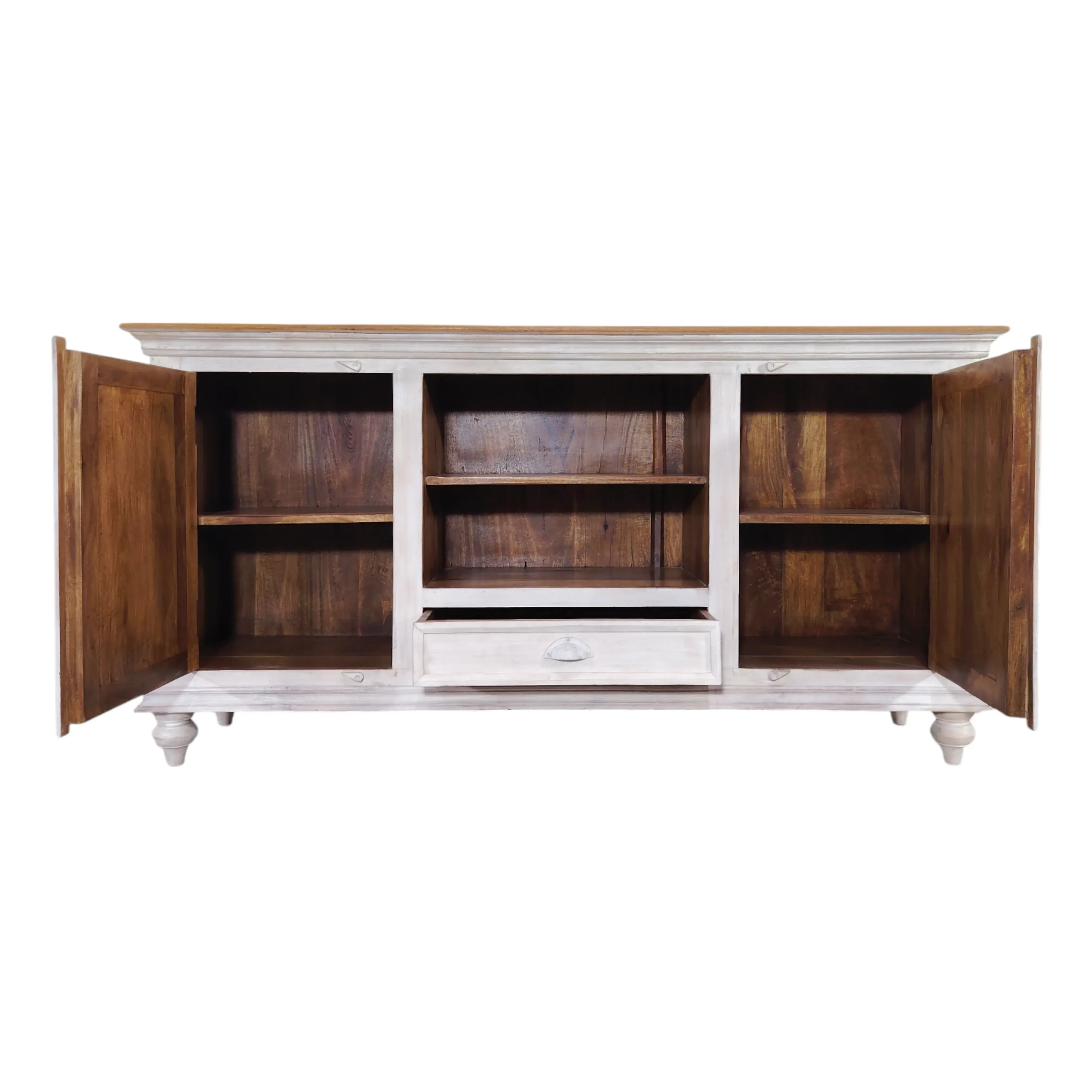 Artisan Carved Media Console Off-white