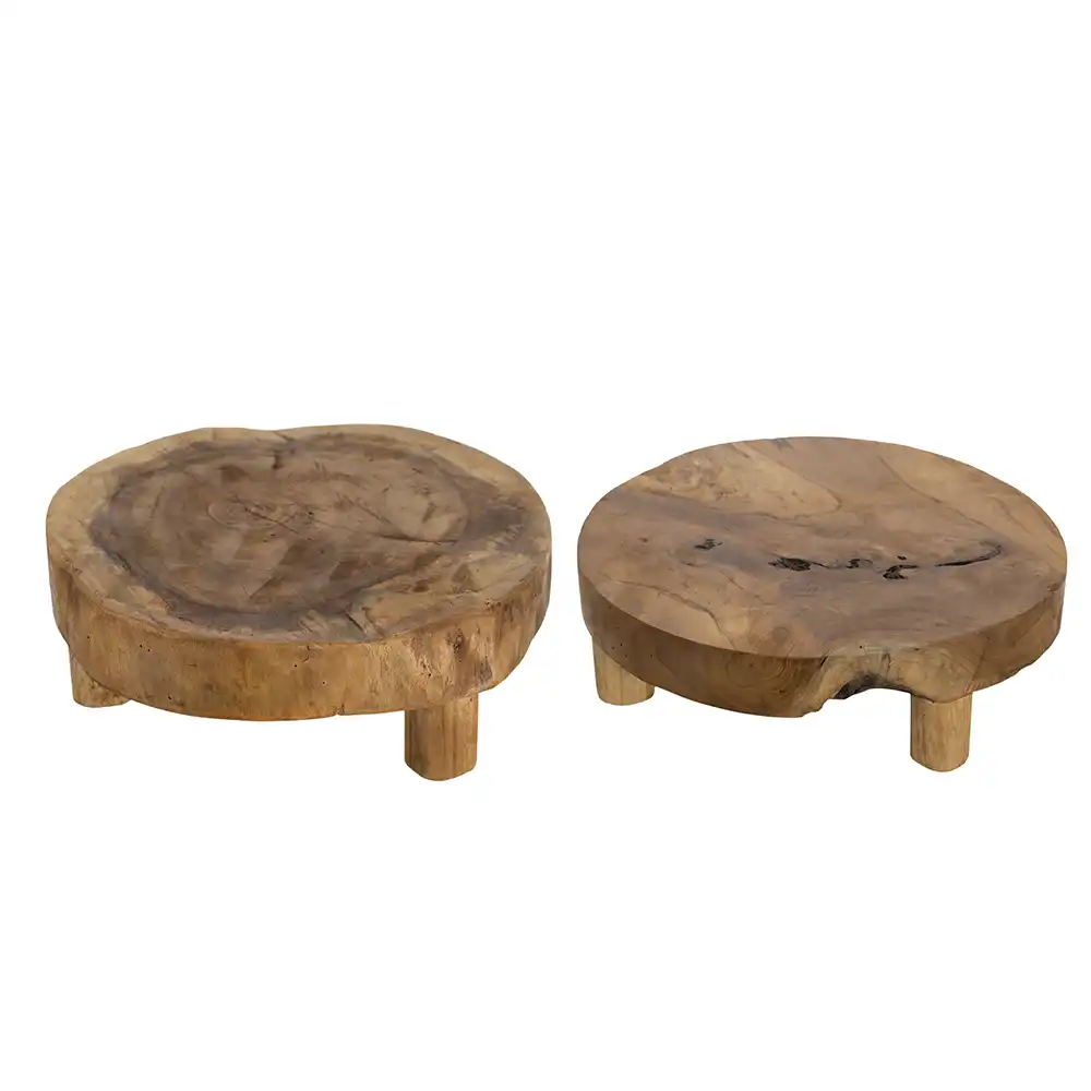 Atlas Kalan Heavy Teak Pedestal Tray Set