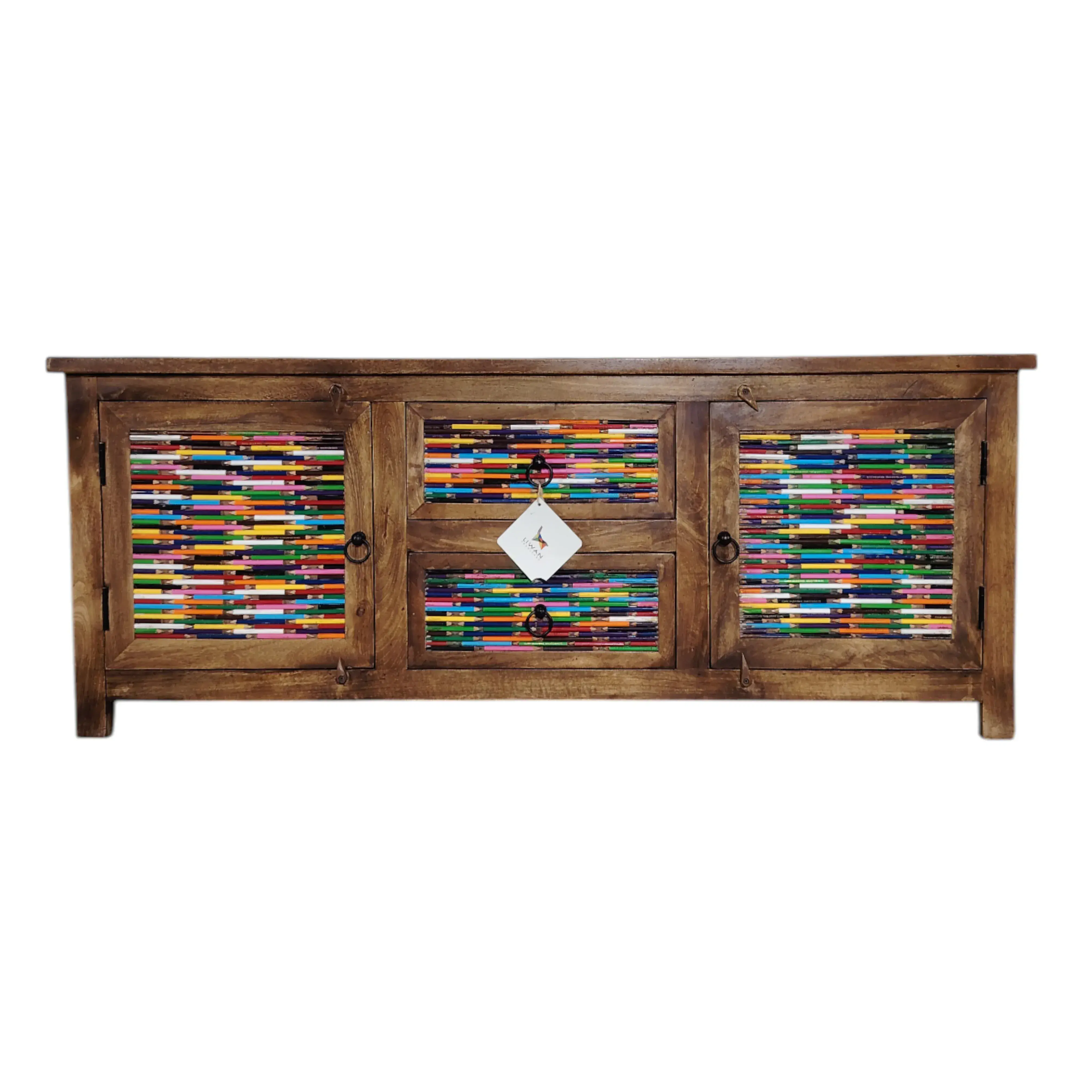 Artisan Wood Console with Upcycled Color Panels