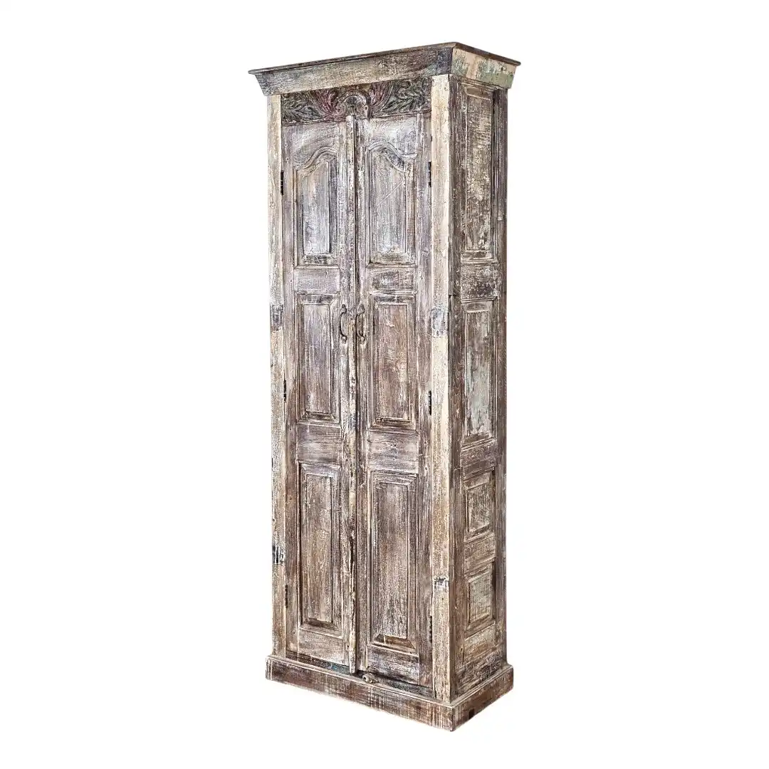 Carved Frieze Narrow Storage Cabinet