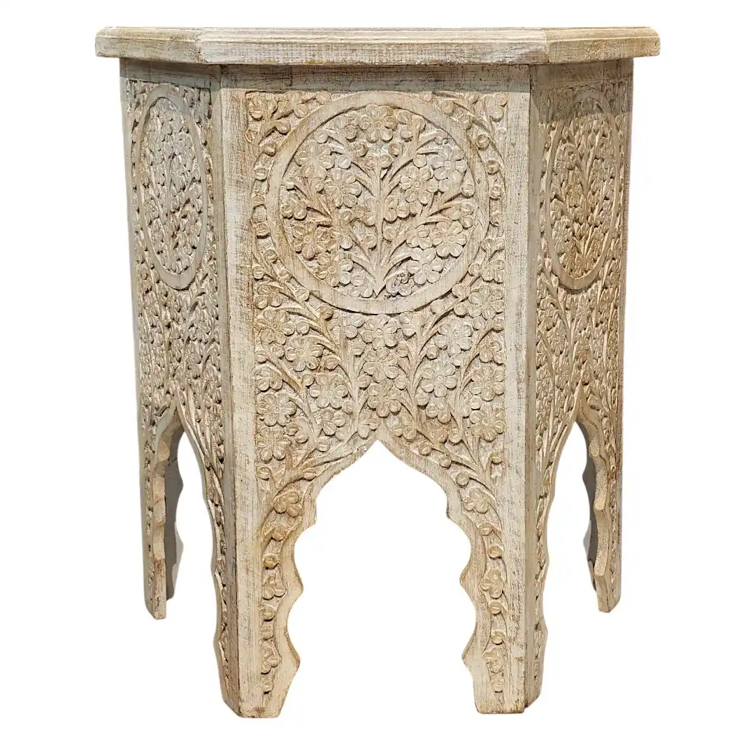 Soltan Al-Mansur Carved Mango Wood Pedestal