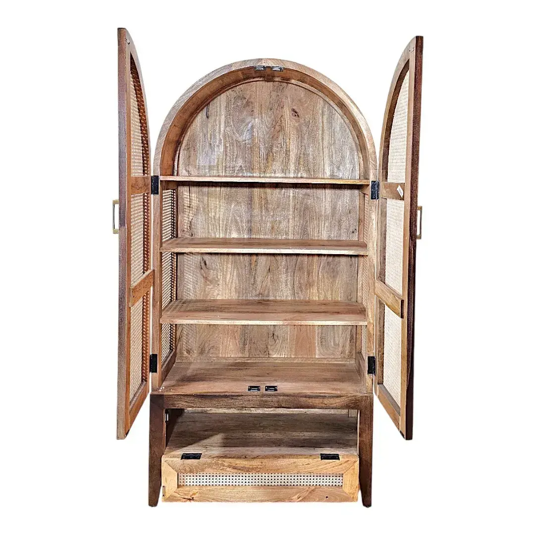 Archway Cane Door Storage Cabinet