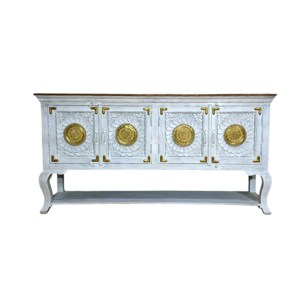 The “Opal Bloom” Artisan-Carved Credenza