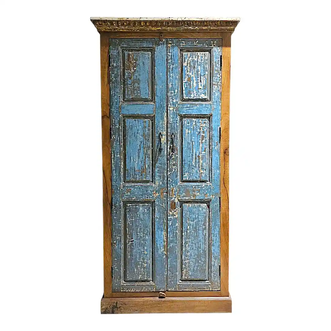 The Neelam Distressed Sapphire Cabinet