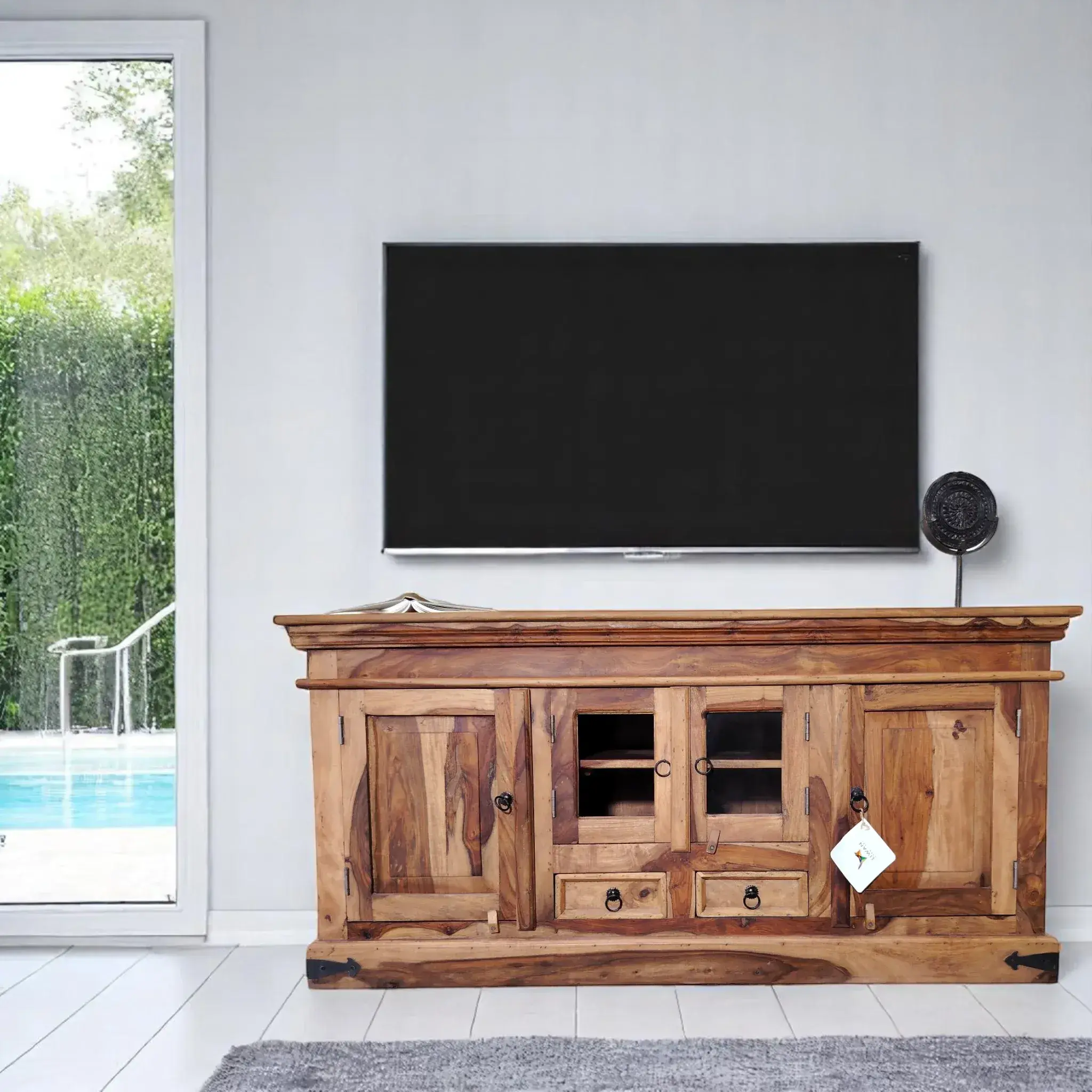 Media console, Warm brown finish