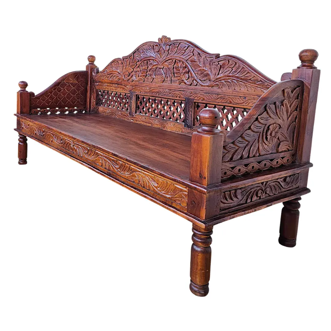 The 'Naqsh Zaynab' Carved Teak Wood Daybed