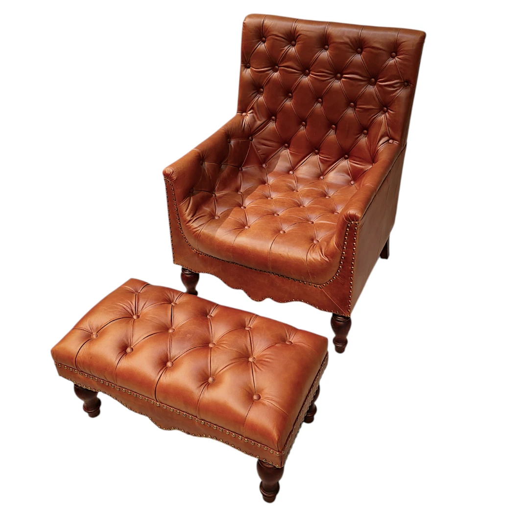 Classic Comfort Leather Chair & Footstool Set