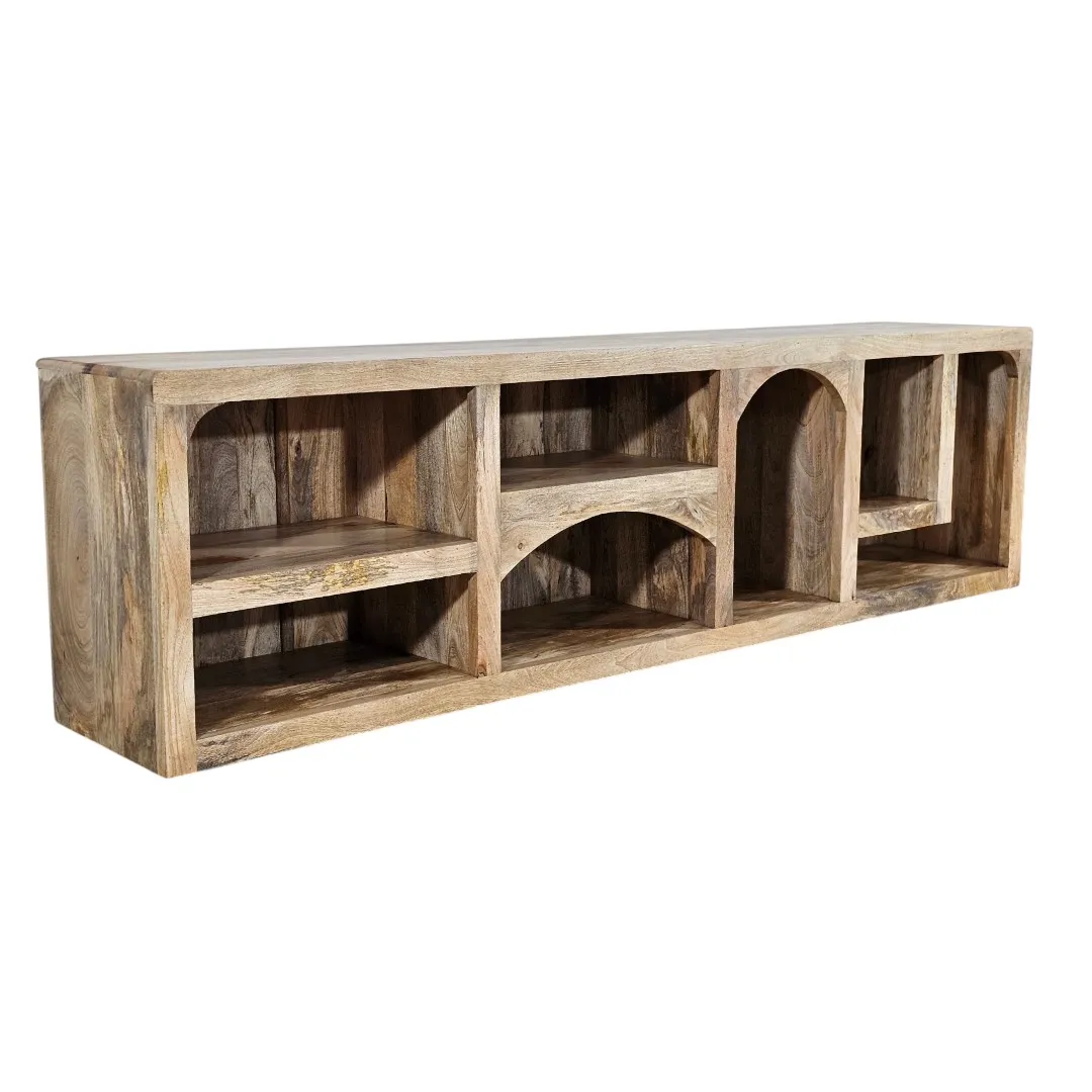 Brutalist Arc Solid Mango Wood Media Console