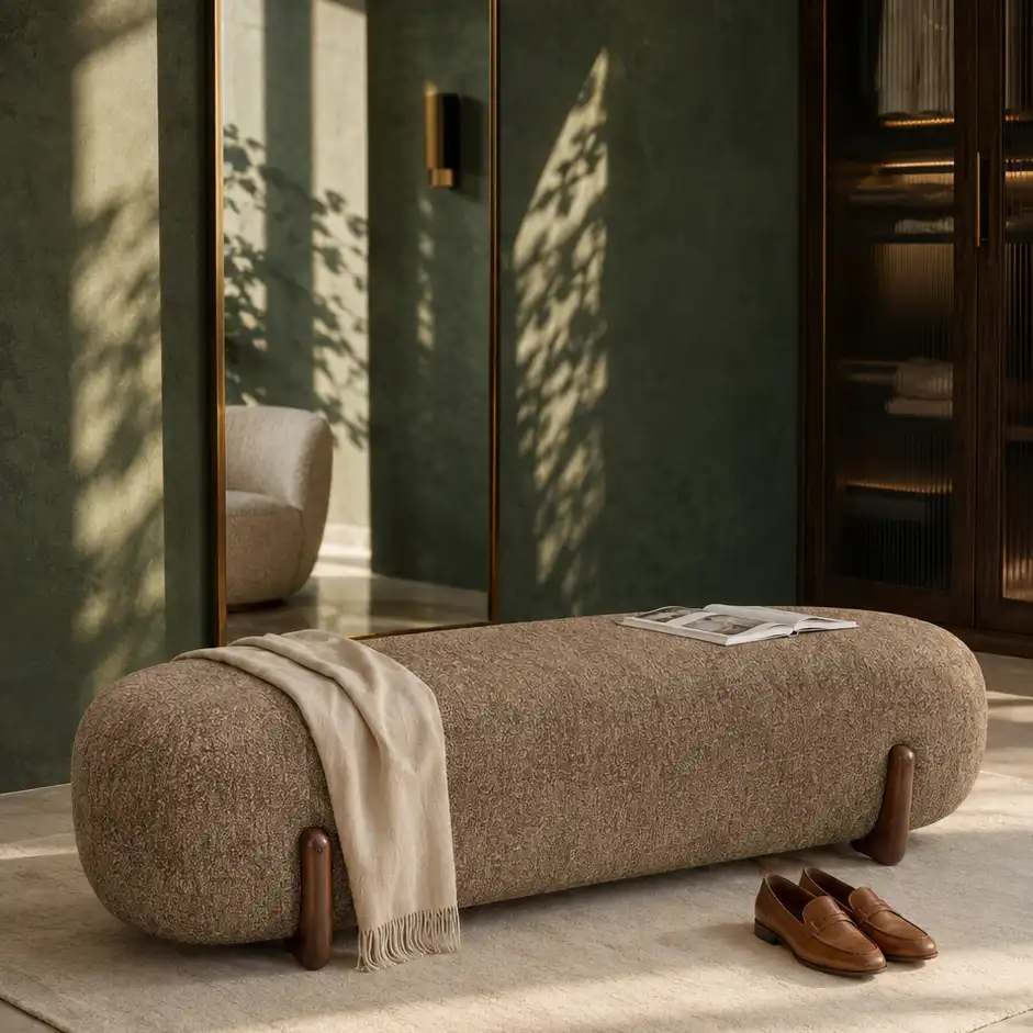 The Tang Dynasty Boucle Rest Ottoman