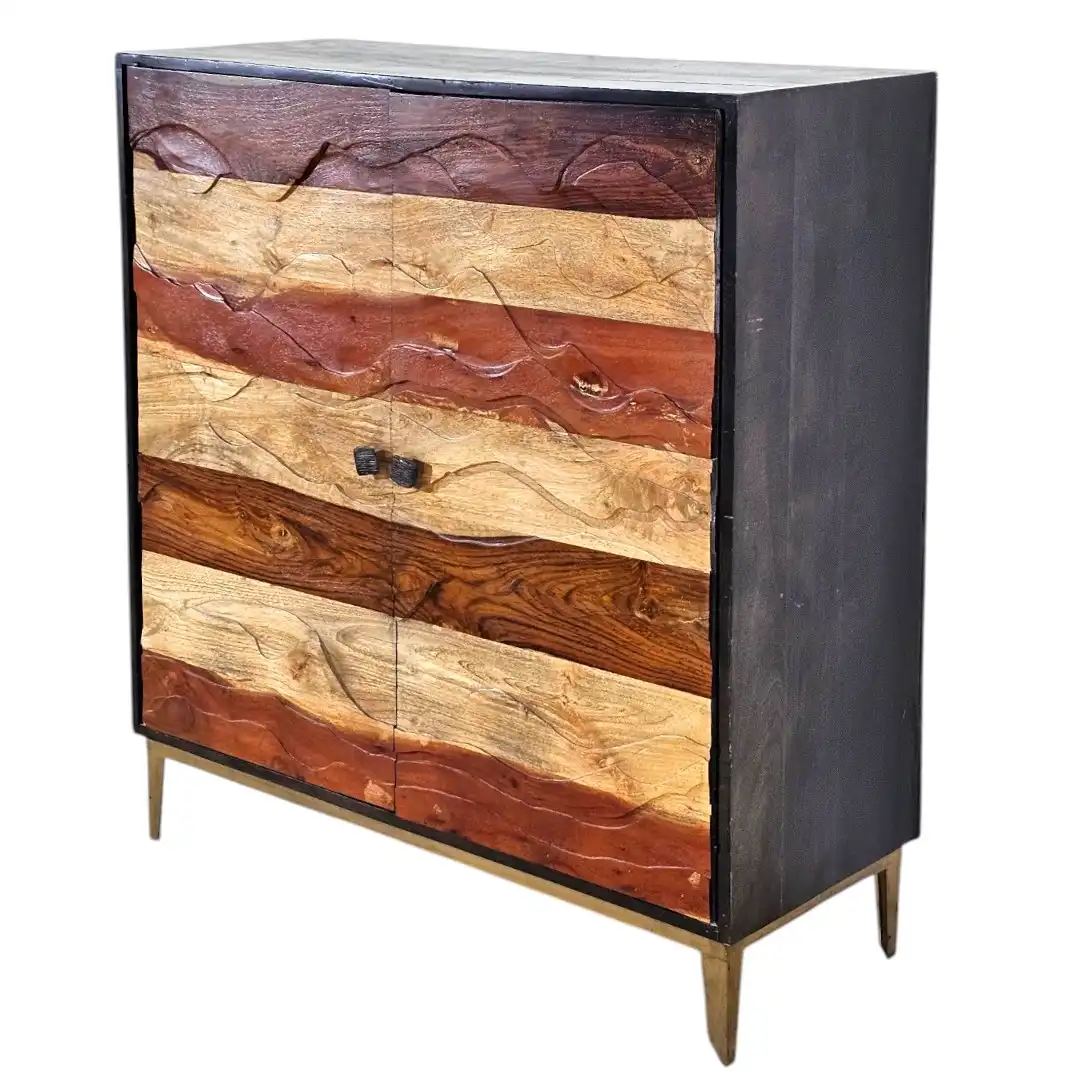 The Cubic Parquet Solid Acacia Accent Cabinet / خزانة مكعبات الخشبية الصغيرة من الأكاسيا