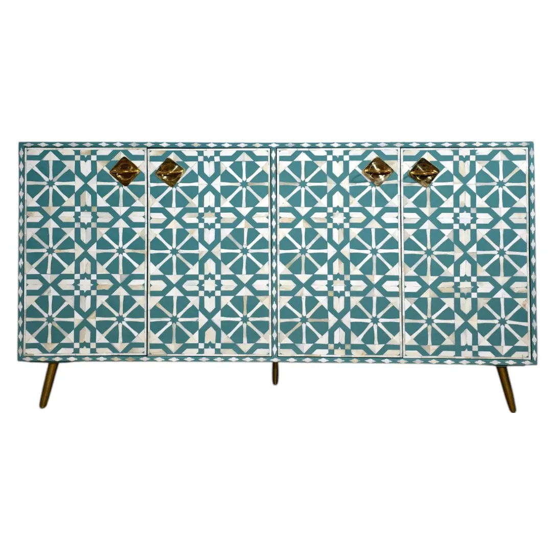 Teal Horizon Inlay Sideboard