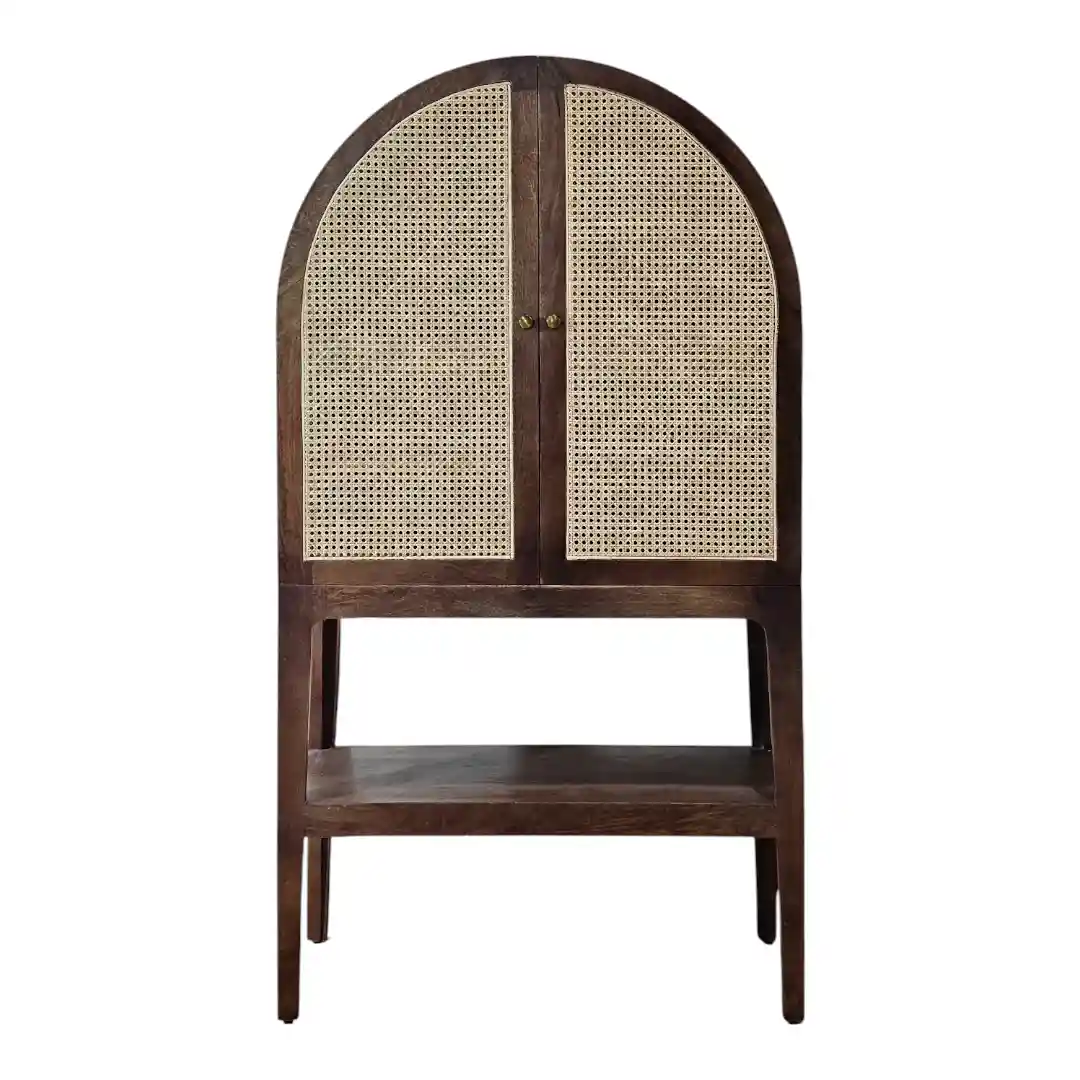The Arches Cane & Wood Bar Cabinet