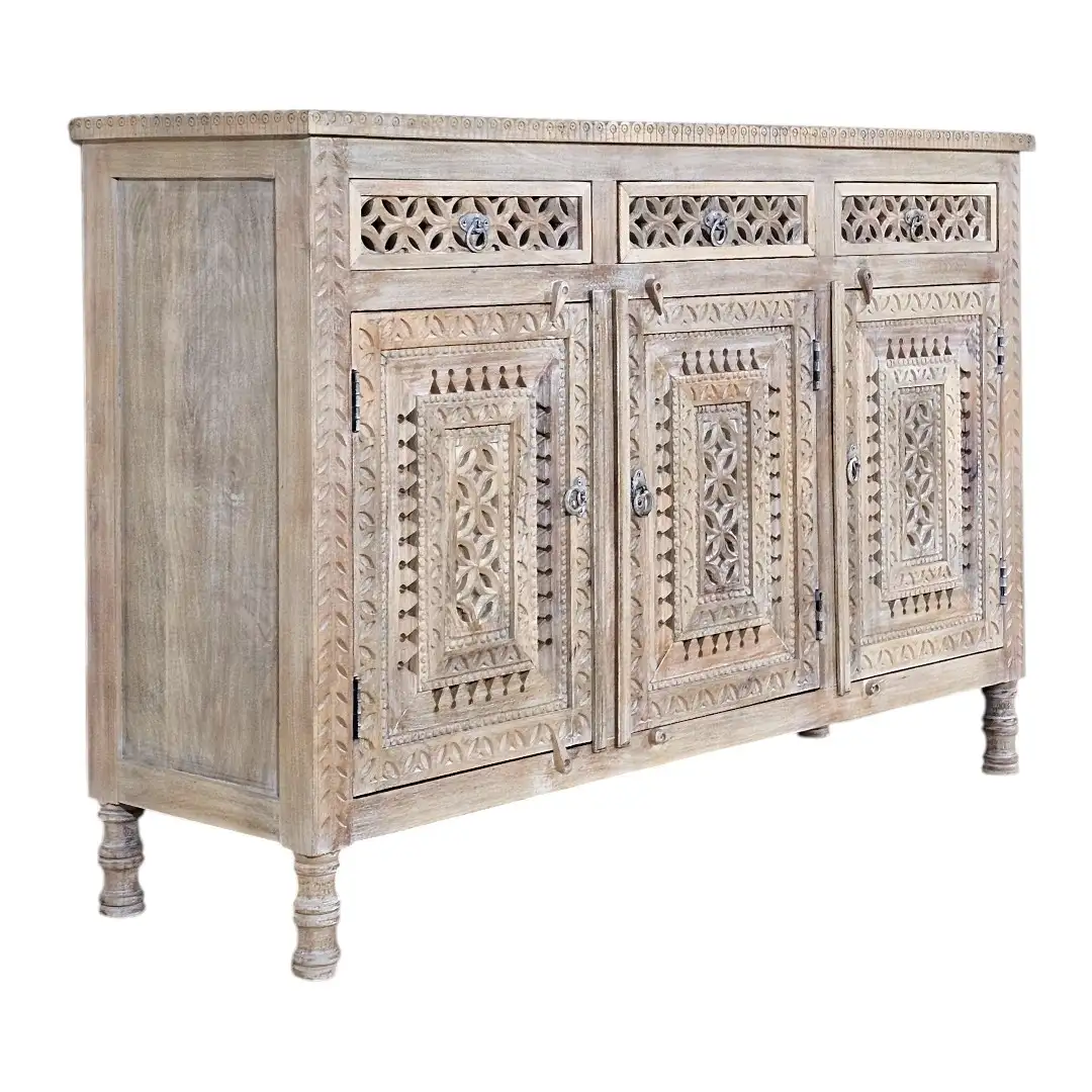 Nadir-Kala Indo-Persian Carved Sideboard