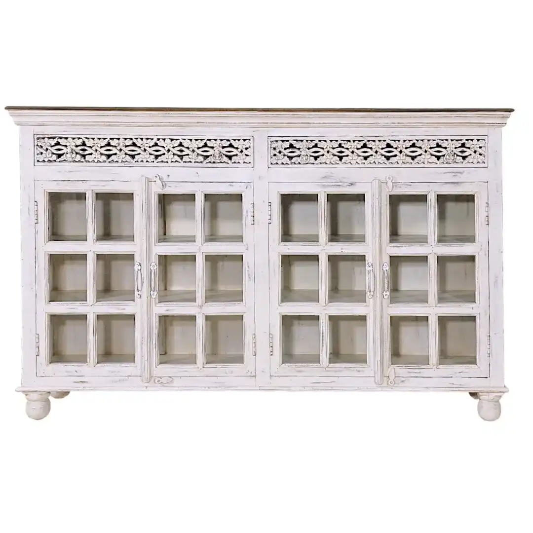 خزانة مودرن - Heritage Floral Glass Sideboard