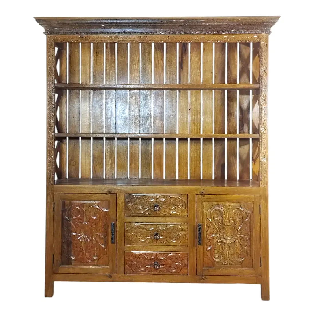 Al-Amal Carved Wood Bookcase & Display Cabinet