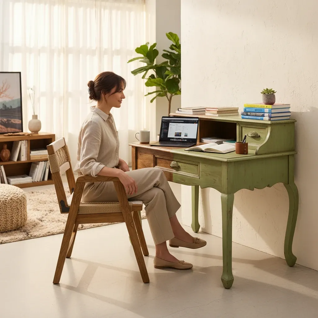 Sage & Wood Two-Tone Secretary Desk