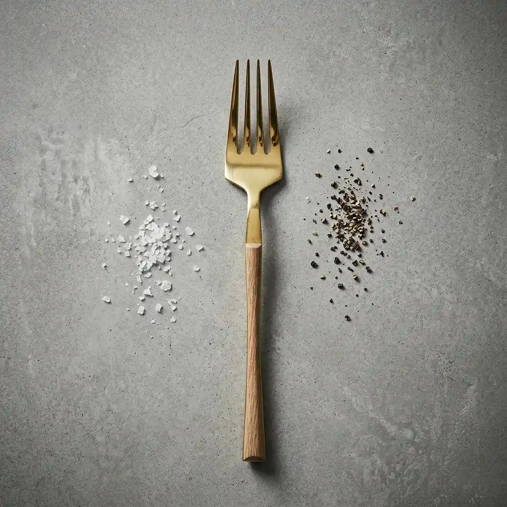 Gold Dinner Fork With Wood Handle
