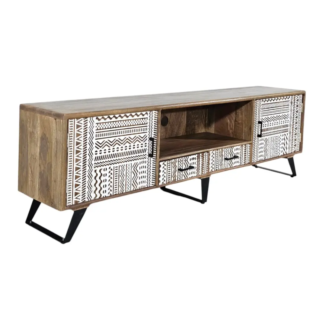 Northwestern India & West African Geo-Chiseled  Media Console