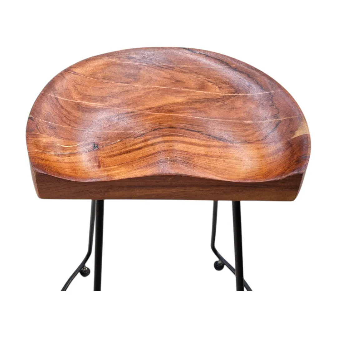 Grayson Hand-Scooped Acacia Bar Stool