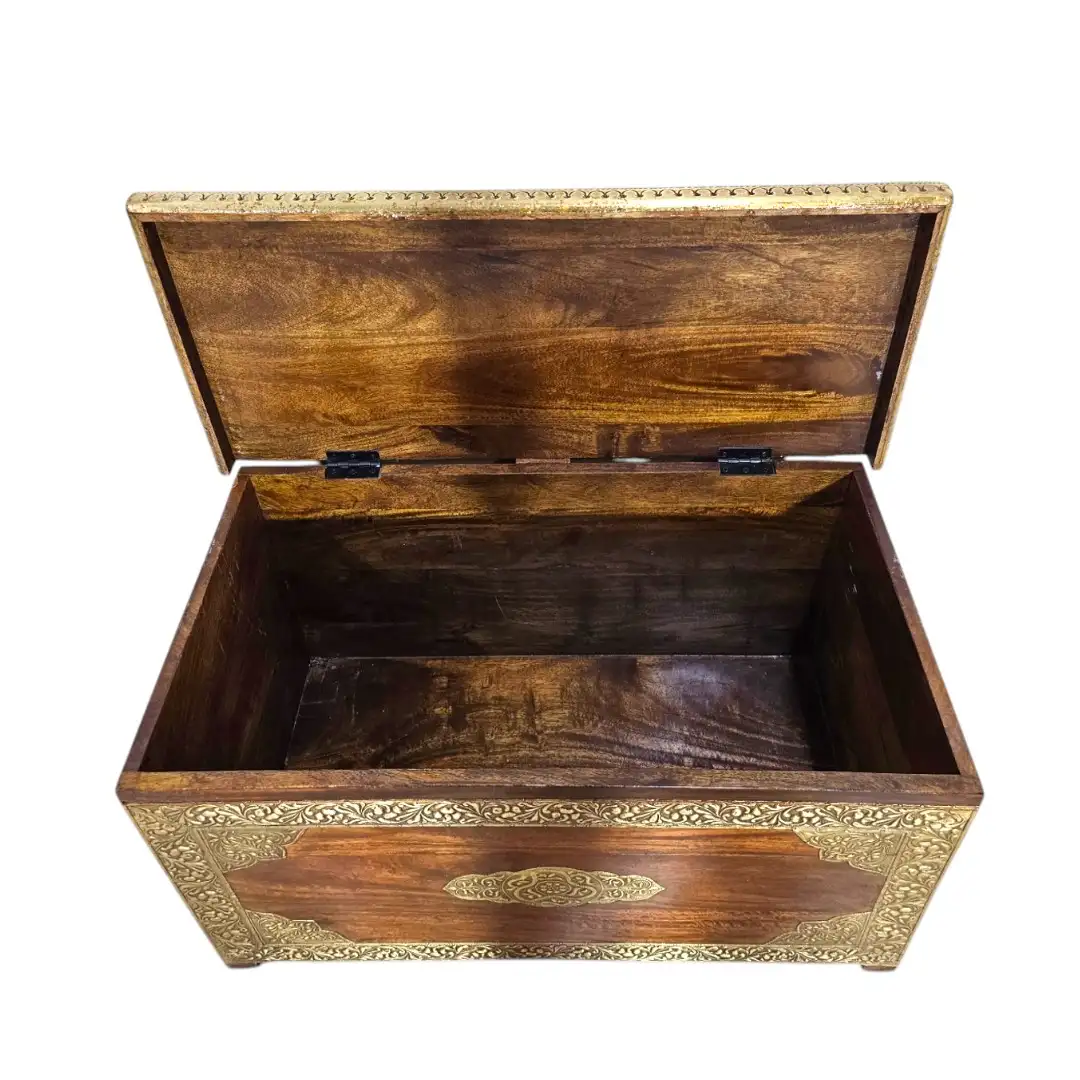 Marwari Rosewood & Brass-Clad Trunk