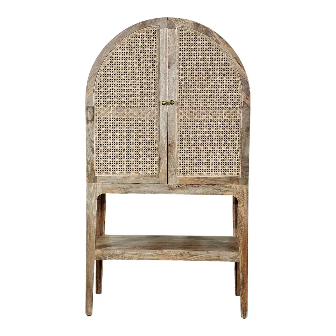 The Arches Natural Cane & Wood Display Cabinet