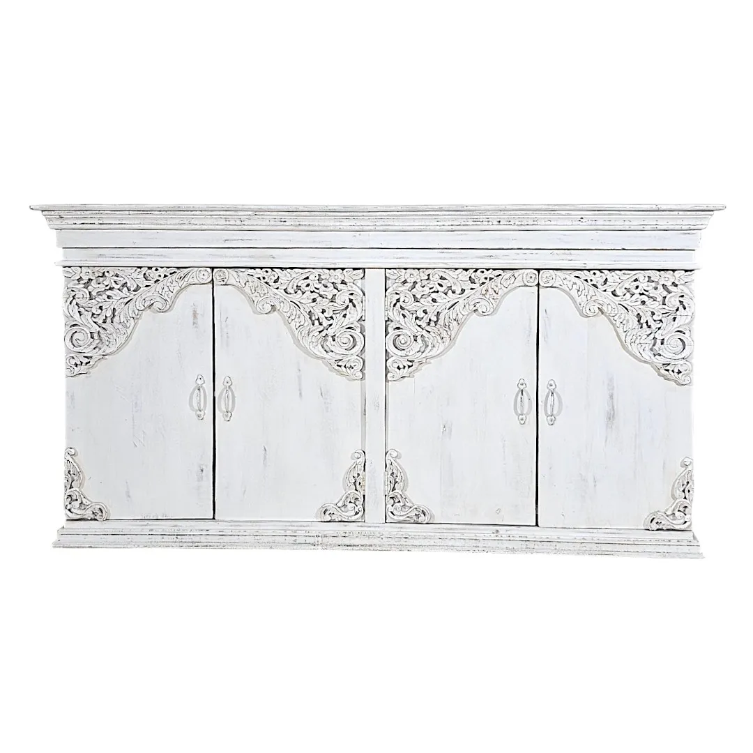 The Shajar Arched Hand-Carved Four-Door Credenza