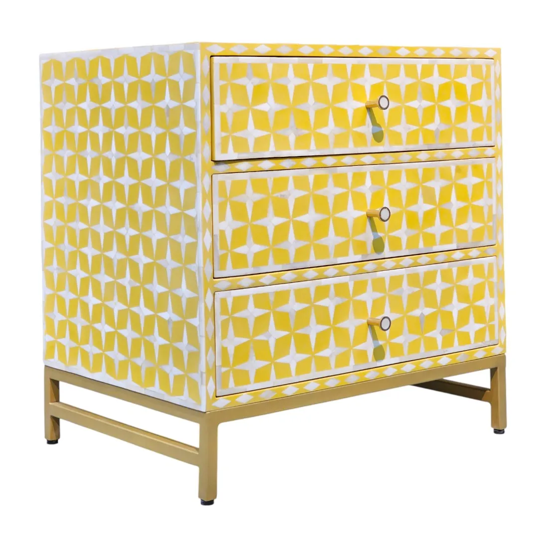 Cosmos Bone Inlay Nightstand, Citrine