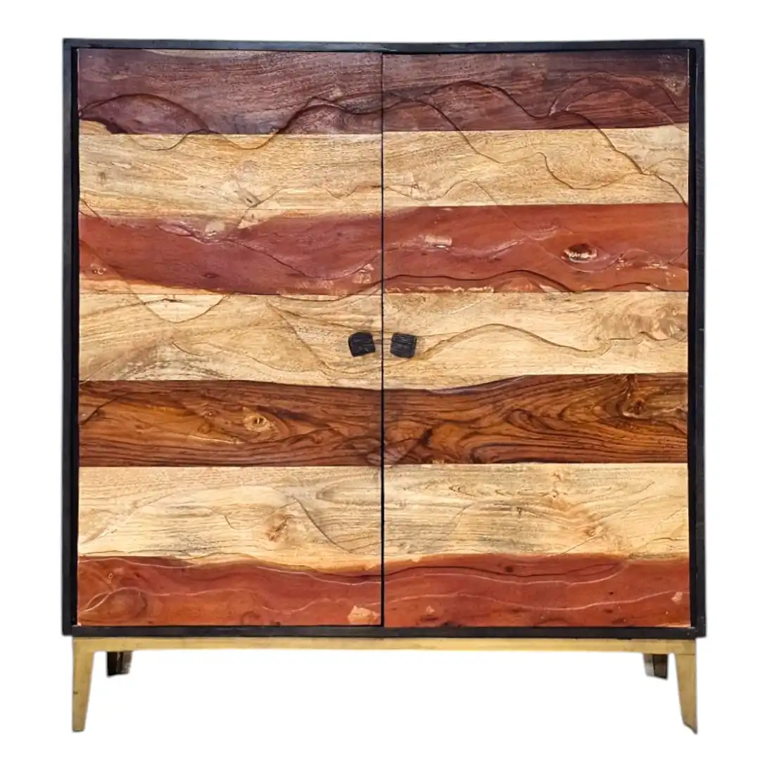 The Cubic Parquet Solid Acacia Accent Cabinet / خزانة مكعبات الخشبية الصغيرة من الأكاسيا