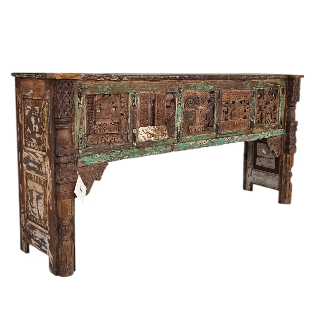 Rustic Charm Carved Console