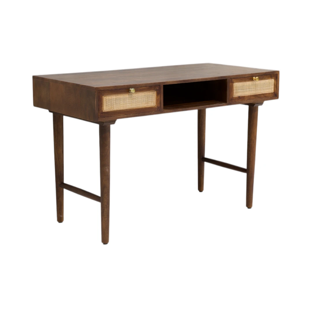 Rustic Rattan Study Desk