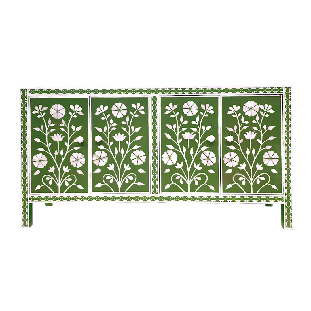 Jardin de Jade Emerald Bone Inlay Sideboard