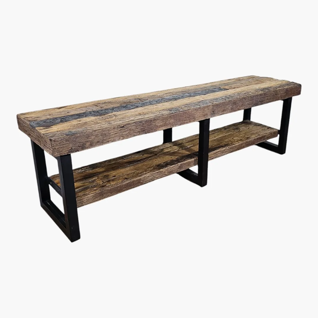 Reclaimed Sleeper Wood Console Bench