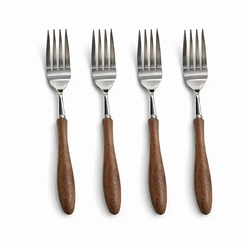 Wood-Handled Stainless Steel Dinner Fork