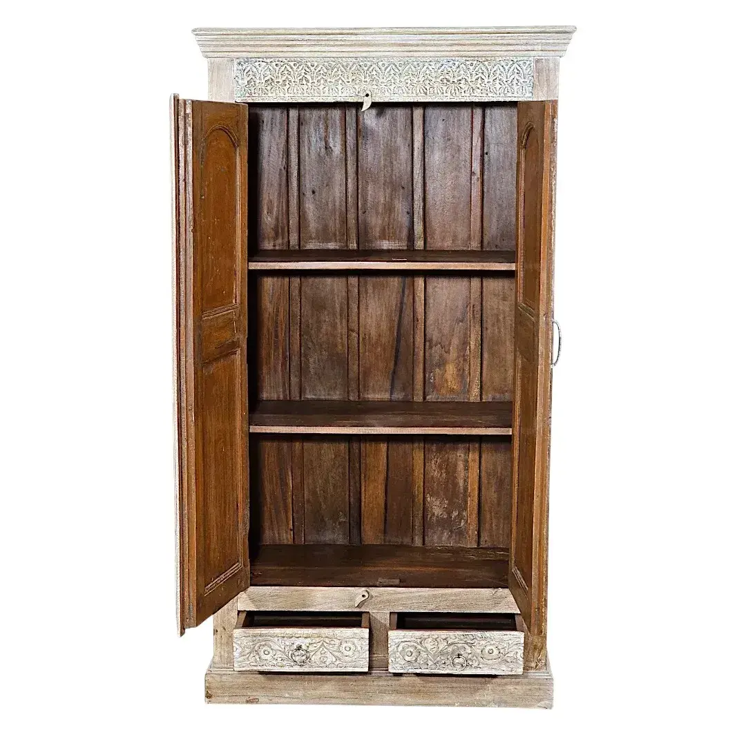 European Relief Mirrored Armoire