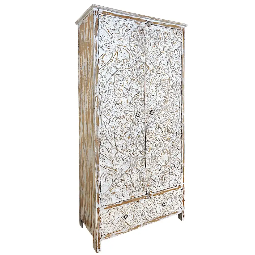 The Sacred Mandala Hand-Carved Armoire