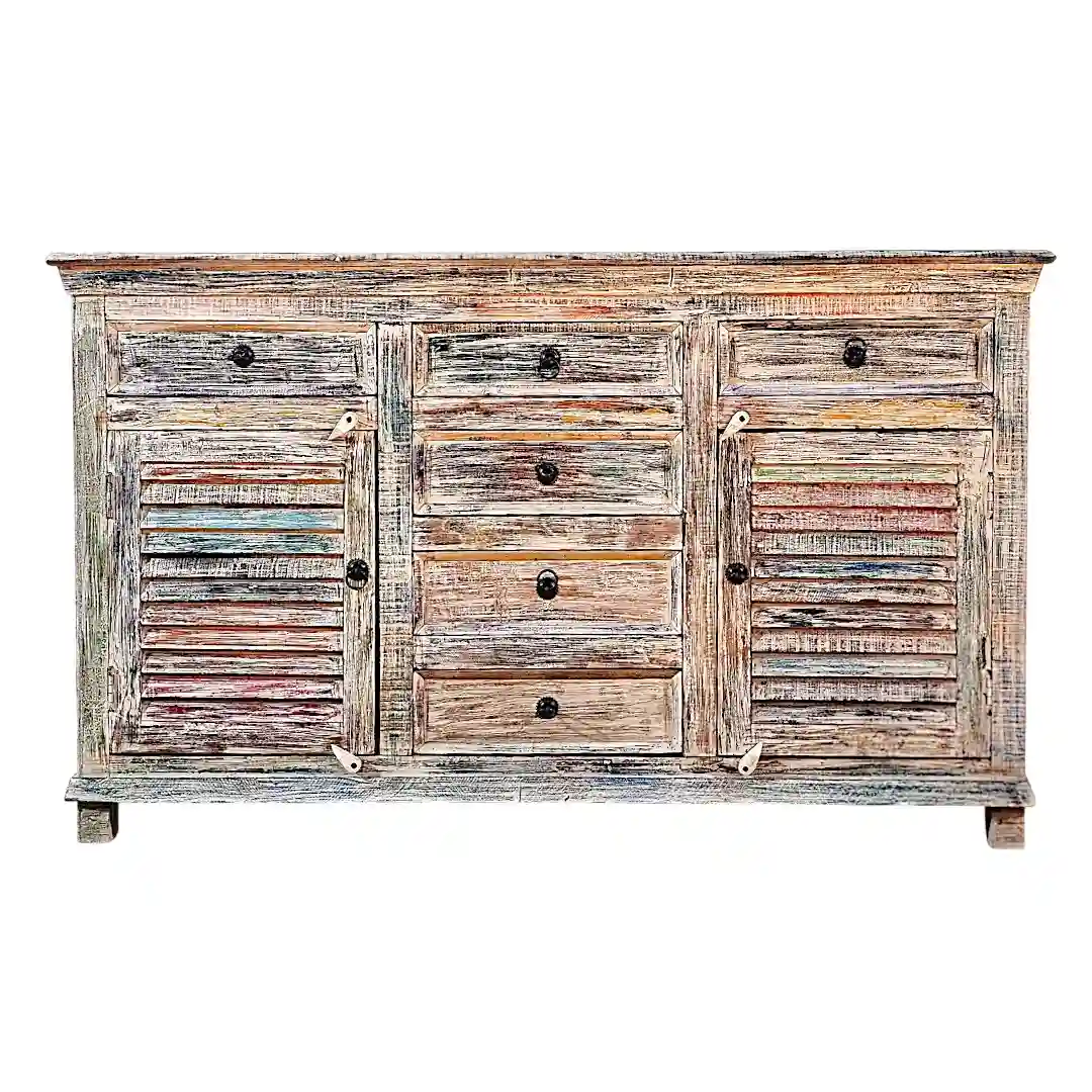 The Provence Louvered Verdigris Sideboard