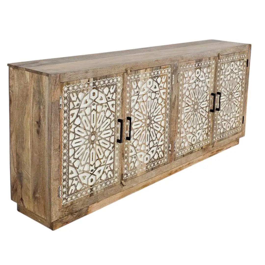 The Cordoba Star Geometric Carved Sideboard