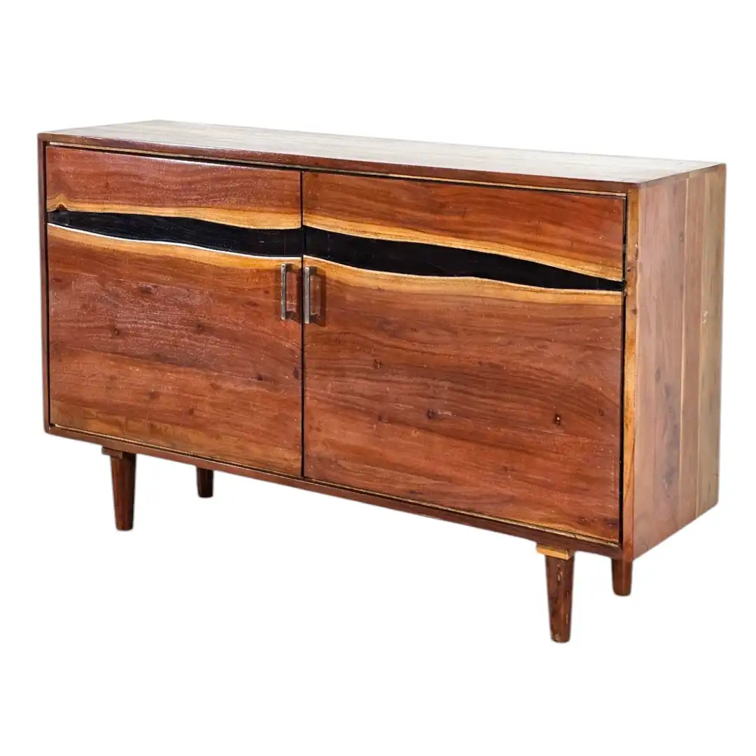 The Live Edge Acacia Media Sideboard / بوفيه ليف إيدج العصري من خشب الأكاسيا