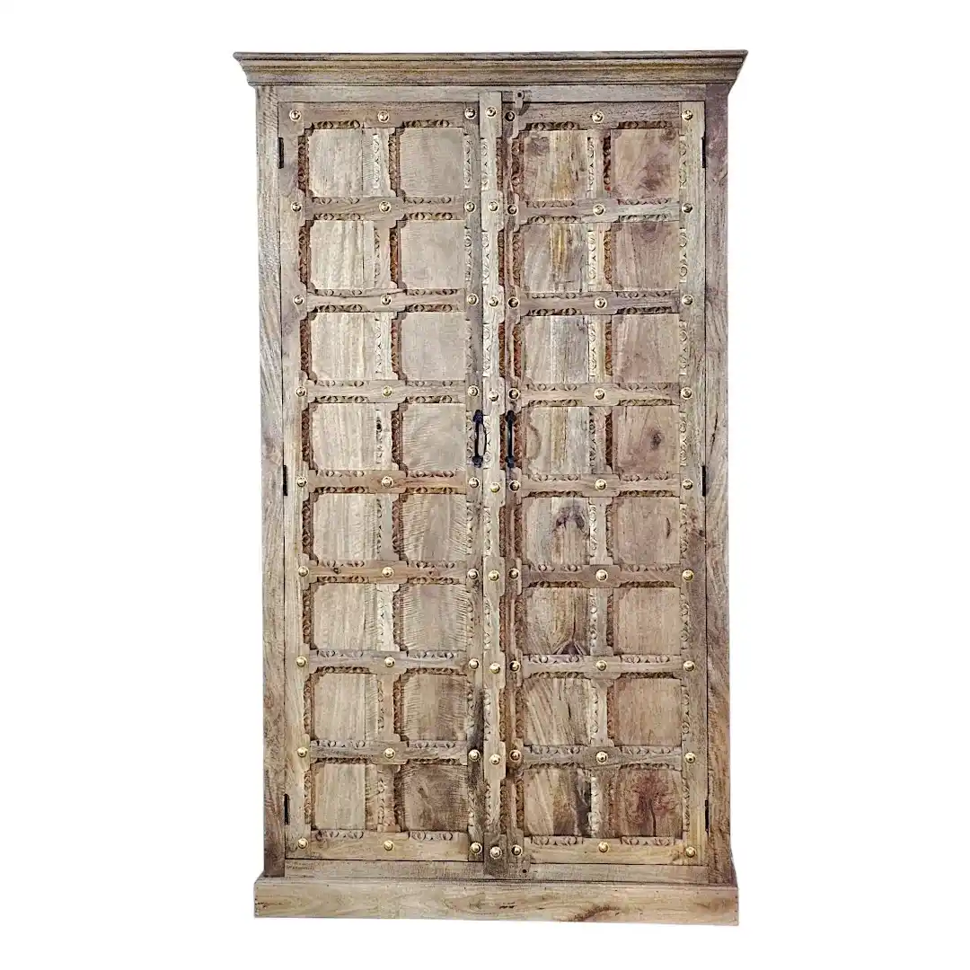 Al-Zahra Petal-Carved Mango Wood Armoire