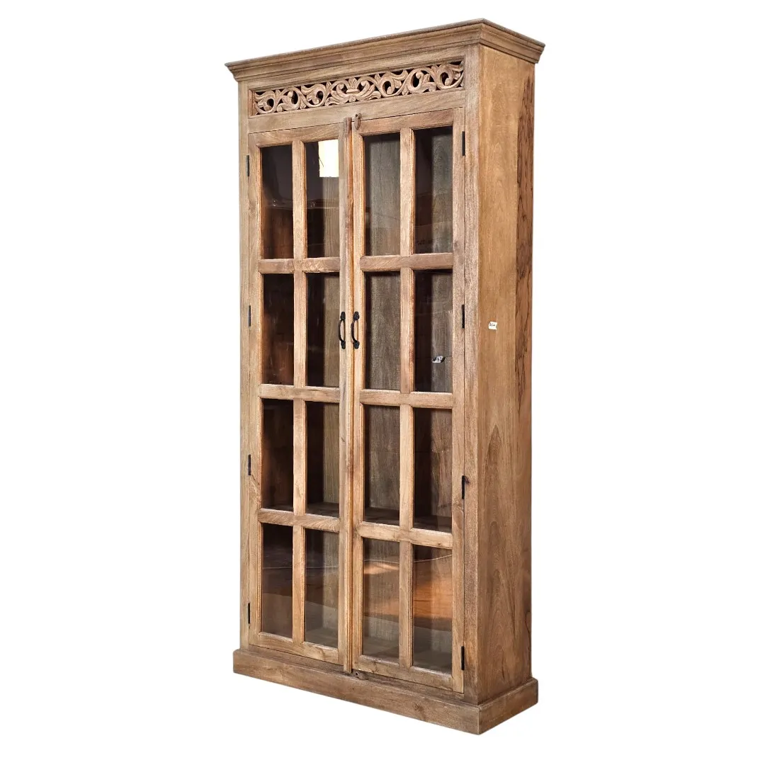 Stratton Hand-Carved Glass Door Armoire
