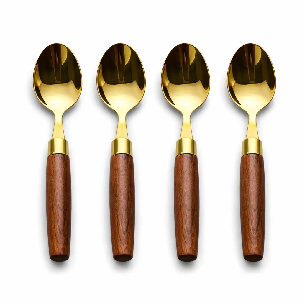 Gold Tea Spoon With Wood Handle