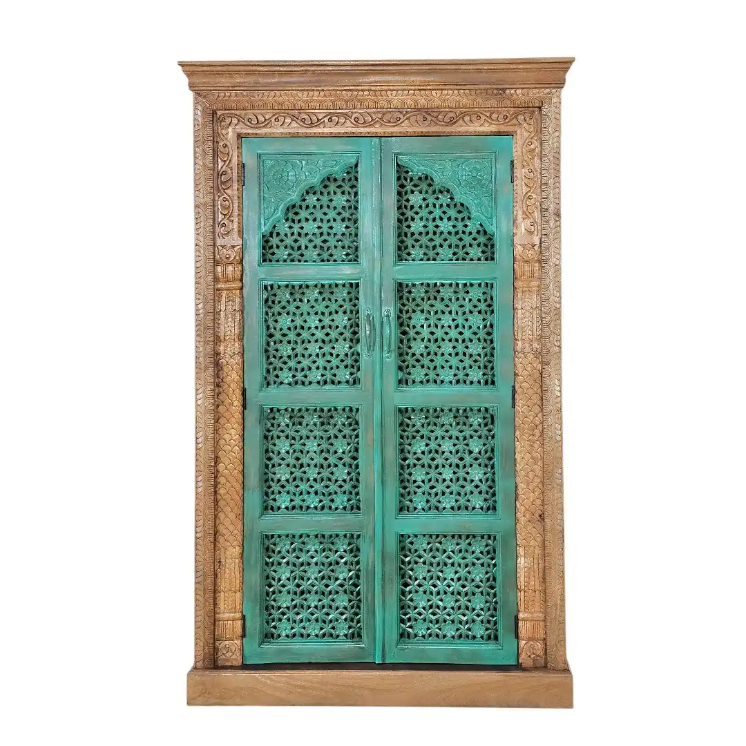 Varanasi Hand-Carved Latticework Armoire