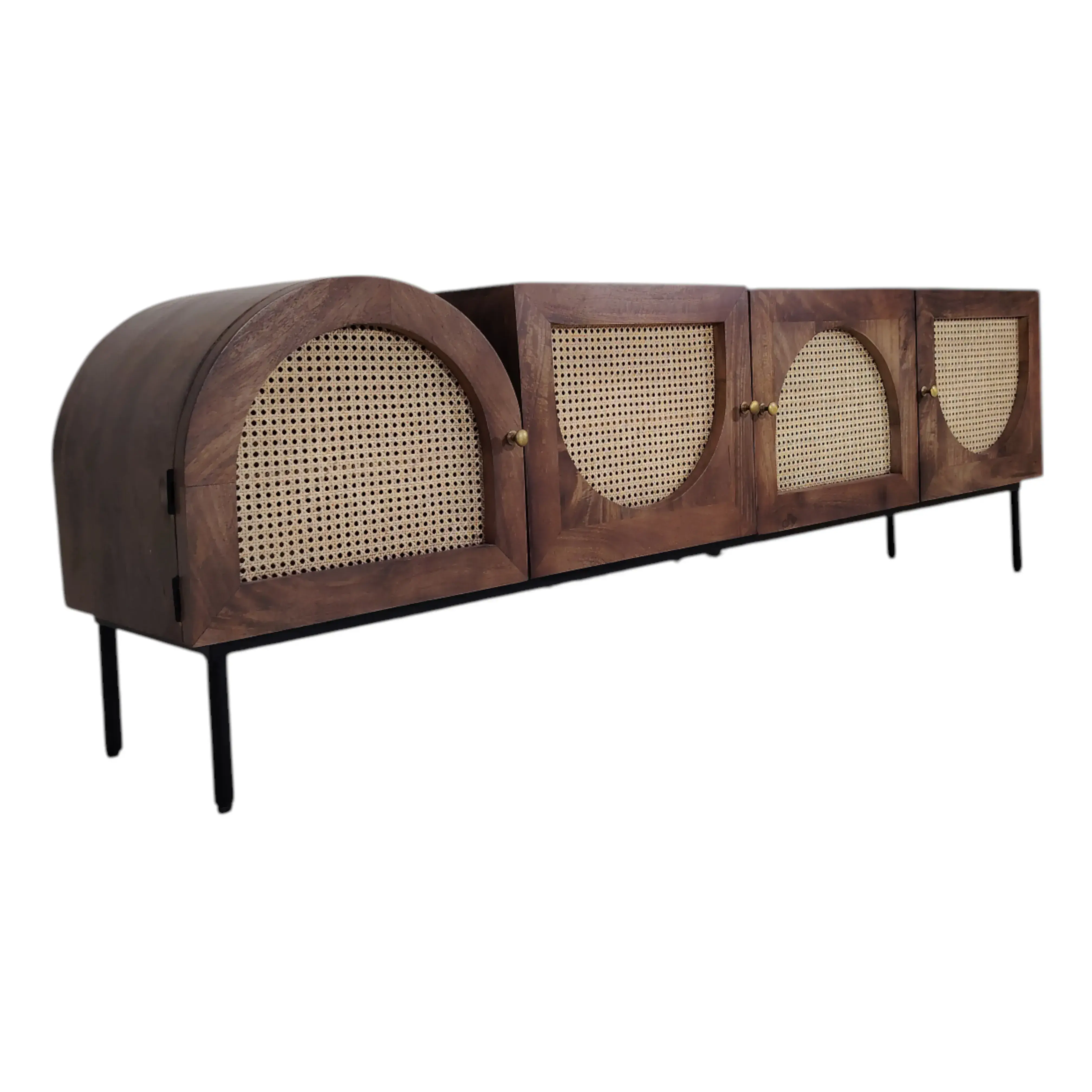 Rattan Door Media Unit – Brown/Natural
